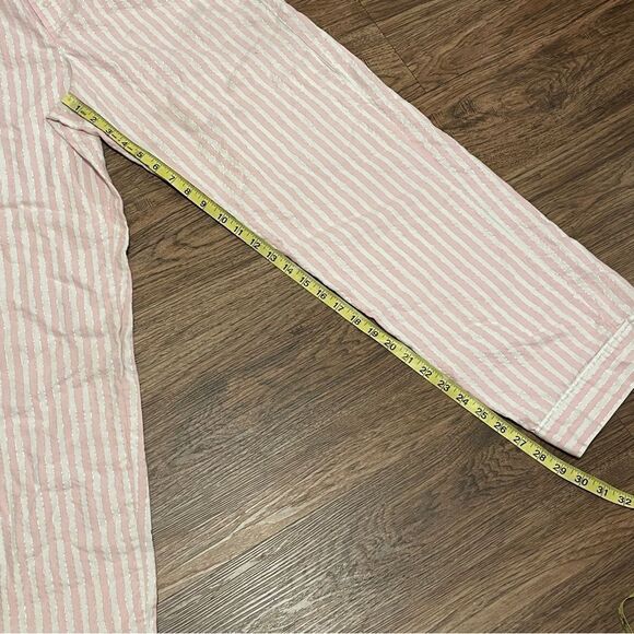 Victoria’s Secret Striped Long Sleeve Pants Pajama Set Pink White Silver Medium - Picture 15 of 15